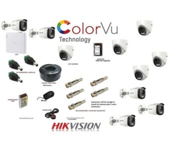Hikvision 10 Colorvu CCTV Camera Full Kit – 24/7 Full Color 20m